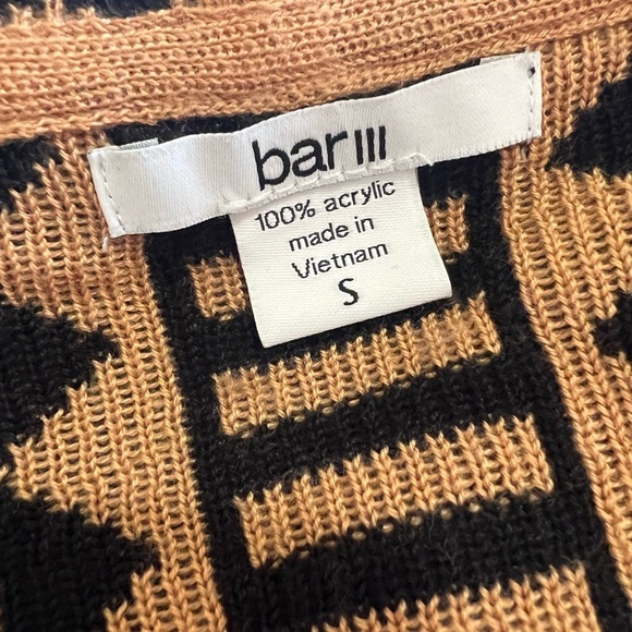 Bar III Small Black Brown Open Front Drape Cardigan Sweater Aztec Southwestern - Picture 6 of 7